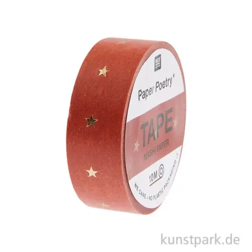 Jetzt Zugreifen Washi Tape - Sterne, Rostrot Gold, 15 mm, 10 m Rolle