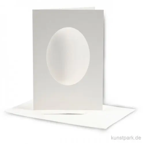 Original Passepartoutkarten oval - Altweiß, 10,5x15 cm, 10 Stück