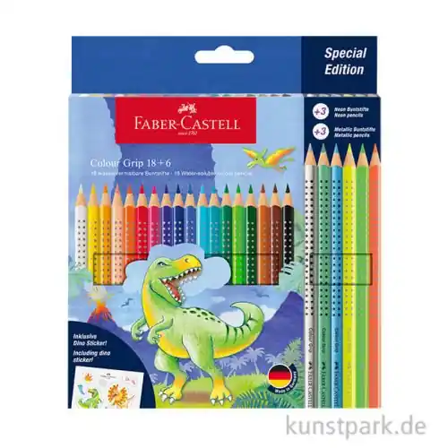 Faber-Castell COLOUR GRIP Buntstifte, 18+6 Kartonetui, Dino Sale