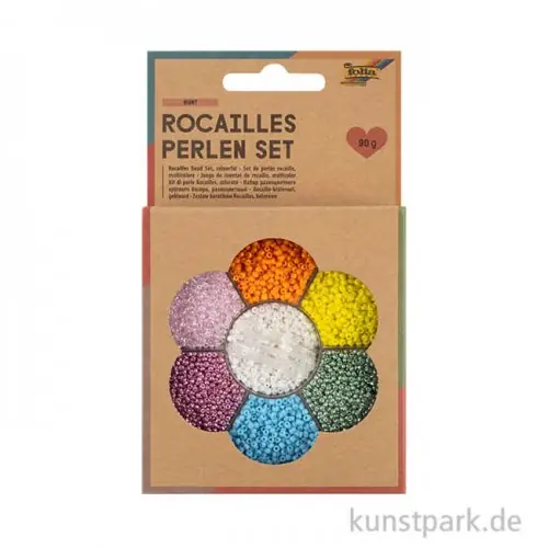 Aktuell Rocailles Perlen Set - Bunt, 90g Perlen mit Nylonfäden + Zubehör