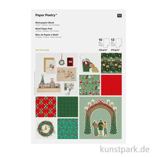 Motivpapier Block - Weihnachtsmarkt, 22 Blatt Zertifiziert