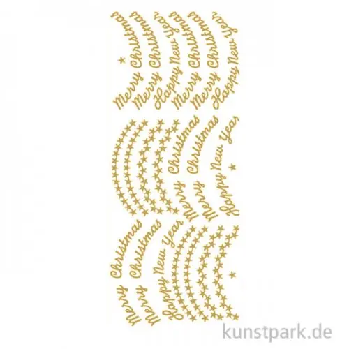 Kreativ Sticker - Merry Christmas, Gold, 10 x 23 cm Preisknaller