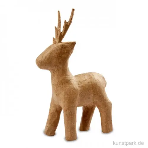 Pappmaché - Rentier, stehend, handgemacht, Höhe 22,5 cm Solange Der Vorrat Reicht