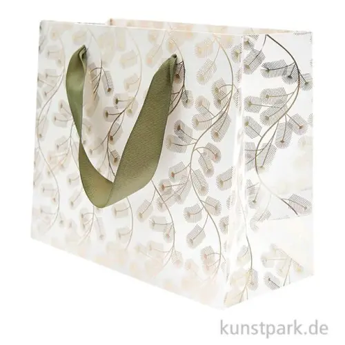 Geschenktüte - Tannenzweige, Gold, 22 x 18 x 10 cm Sichere Zahlung