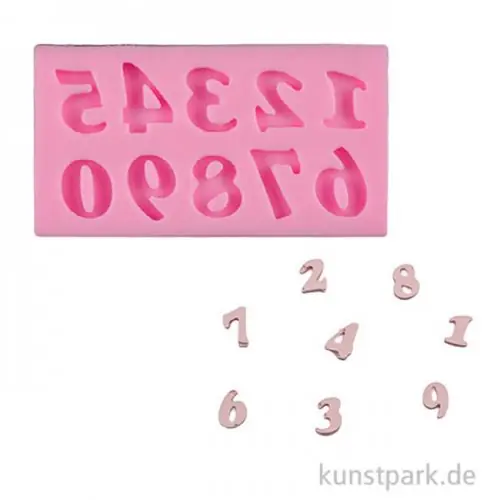Weltweiter Versand Silikon Gießform - Nummern, 10 Zahlen, 6,2 x 3,4 x 0,7 cm