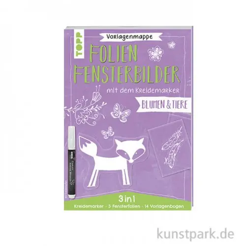 Top-Seller Folienfensterbilder mit Kreidemarker - Blumen und Tiere, Topp Verlag
