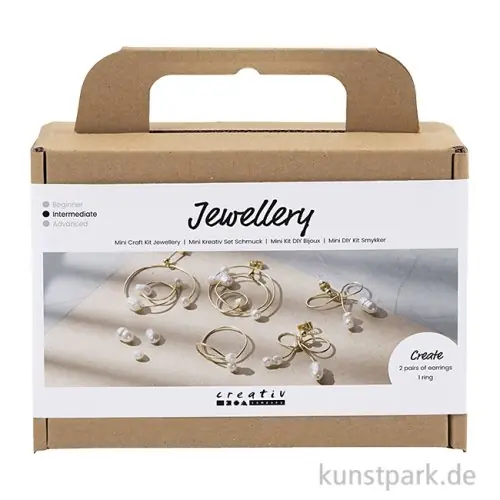 Markenprodukt Mini Bastelset Schmuck, Drahtohrringe mit Wachsperlen, Vergoldet