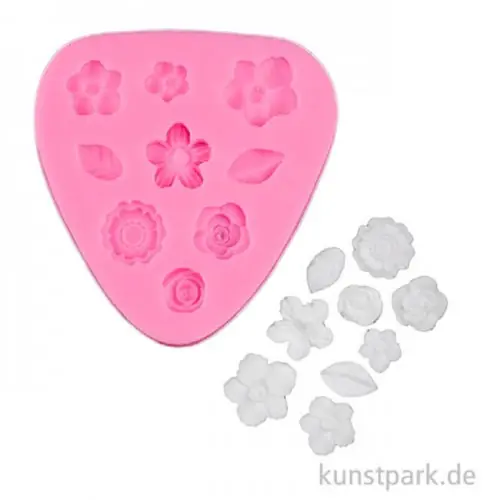 Silikon Gießform - Blumen Mini, 9 Motive, 8,2 x 7,8 x 1 cm Solange Der Vorrat Reicht