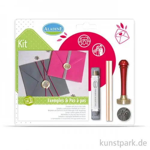 Siegelwachs & Stempel Set Hochzeit - Paar und Tauben, 4-teilig Premium