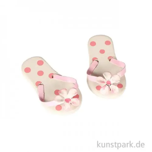 Handgefertigt Mini Flip-Flops - rosa gepunktet, 4,5 cm