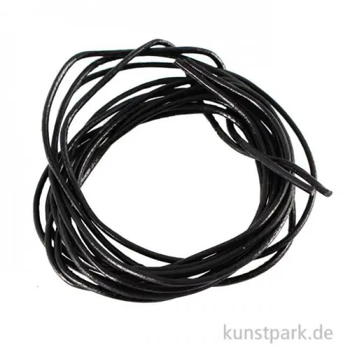 Rundriemen aus Ziegenleder 1,5mm, Länge 100 cm - Schwarz, 2 Stück Jetzt Zugreifen