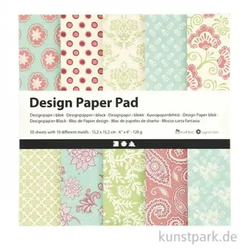 Designpapier-Block Flieder 50 Blätter mit 10 Motiven Weltweiter Versand