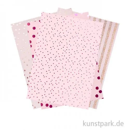 Motivpapier Block - Metallisch Roségold, 20 Blatt Highlight