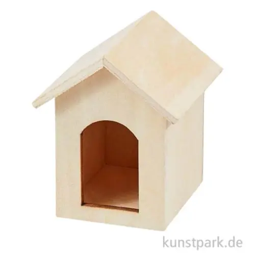 Nur Heute Miniatur Hundehütte, Holz, Natur, 3,8 x 5,5 x 4,2 cm