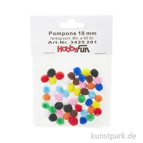 Mini Pompons, bunt, 10 mm, 50 Stück Expressversand