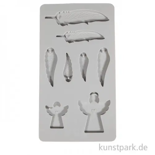 Online Kaufen Silikon Gießform Engel + Flügel, 8 Motive, 26 x 14,5 x 1 cm