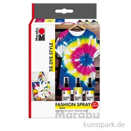 Neue Ware Marabu Fashion Spray Set - Tie Dye Style, 3 x 100 ml + Zubehör