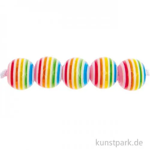 Gestreifte Perlen, Regenbogen Weiß, 8 mm Durchmesser, 48 Stück Top-Seller