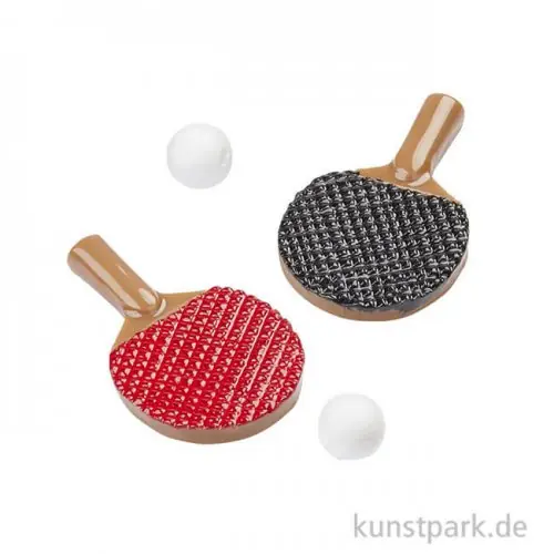 Mini Tischtennisschläger mit 2 Bällen, Rot / Schwarz, 2 x 0,2 x 3,2 cm Heute Kaufen