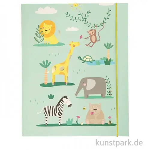 Saisonangebot Sammelmappe - Happy Safari, Hotfoil, mit Gummiband, DIN A3