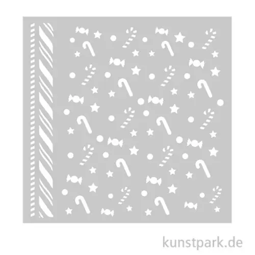 Geprüft Stamperia Schablone - Candy Christmas Candycanes Pattern, 18 x 18 cm