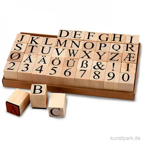 Holzstempel - Alphabet, 2 x 2 cm, 45 Stück sortiert Neu Im Sortiment