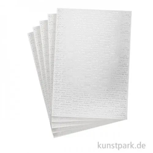 Neue Kollektion Designkarton Silber - Liebe, Glaube, Hoffnung, DIN A4, 5 Blatt, 200g