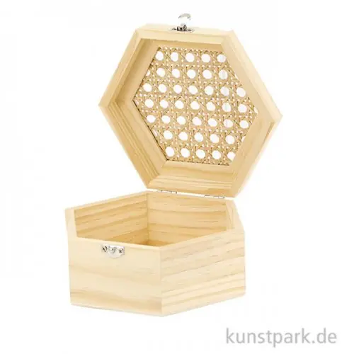 Holzkästchen mit Deckel, Sechseckig, 130 x 60 x 113 mm Preiswert