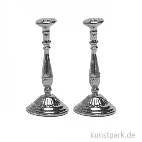 Original Miniatur Kerzenständer, Silber, 2,5 cm, 2 Stück