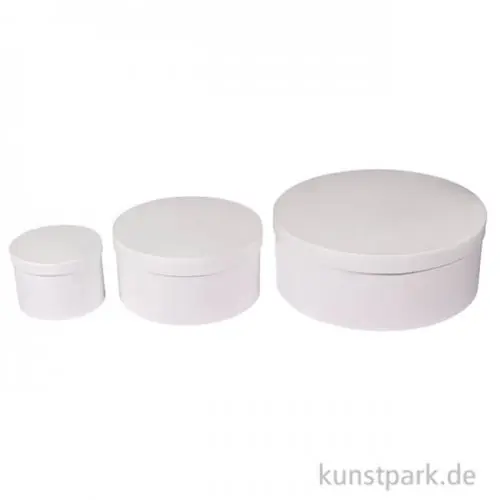 Begrenztes Angebot Pappmache Boxen Set Rund, Weiß, 3 Größen sortiert