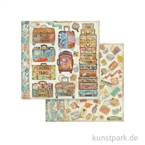 Sichere Zahlung Stamperia Scrappapier - Art of Travelling Suitcases, 30,5 x 30,5 cm