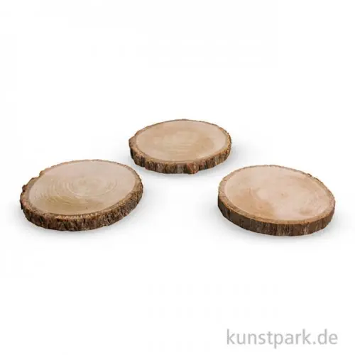Holzscheibe rund natur, 10 - 12 cm, 3 Stück sortiert Nur Für Kurze Zeit
