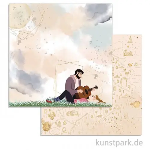 Kostenloser Versand Stamperia Scrappapier - Love Story Guitar, 30,5 x 30,5 cm