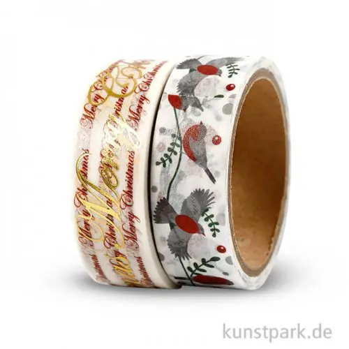 Vivi Gade Washitape - Weihnachten und Vögel, 15 mm, 2x4 m Sonderangebot