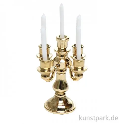 Neue Kollektion Miniatur Kerzenständer mit Kerzen, 5-teilig, 3,5 x 5,5 cm