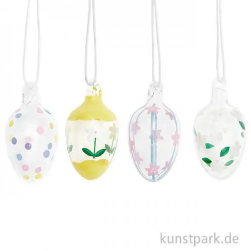 Top-Qualität Glas Eier Handbemalt, 4-teilig