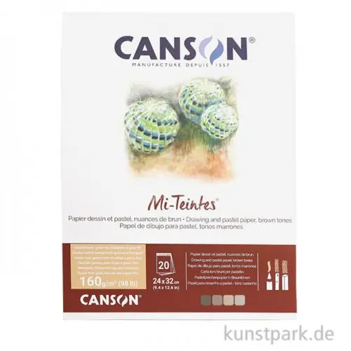 Canson MI-TEINTES Pastellblock - Brauntöne, 20 Blatt, 160 g/m² Saisonangebot