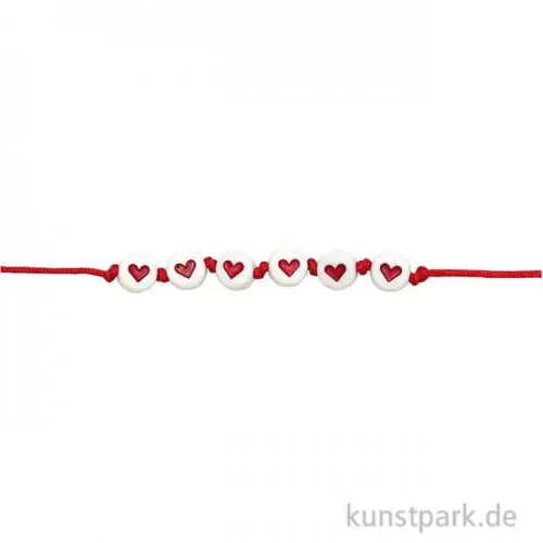 Herz Perlen, Rund, Weiß / Rot, 165 Stück Schnäppchen