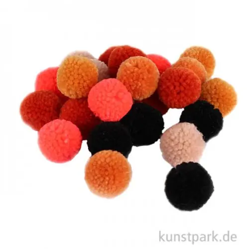 Versand Am Gleichen Tag Pompon Set aus Garn - Orange-Schwarz - 24 Stück