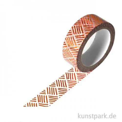 Motiv-Klebeband Washi-Tape Hotfoil Kupfer Schraffur, 15 mm, 5 m Rolle Hochwertig
