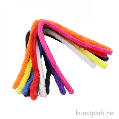 Rabatt Pfeifenputzer Chenilledraht flauschig, 50 cm, 10 Stück sortiert