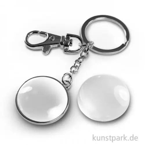 Cabochon Schlüsselanhänger doppelseitig - dm 32mm - Silber Preiswert