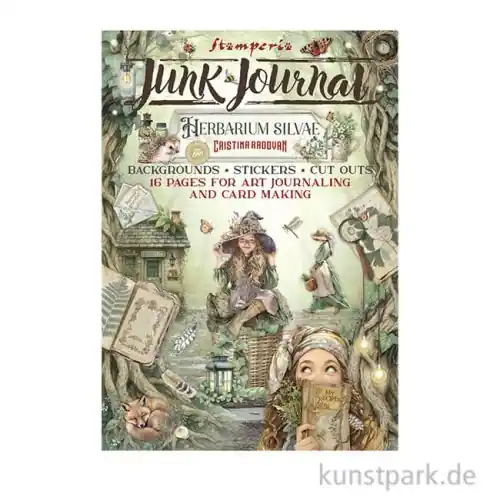 Premium Stamperia Junk Journal Set, 16 Blatt, A4 - Herbarium Silvae
