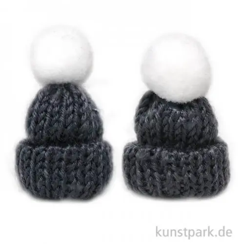 Mini Strick-Mützen, Dunkelgrau, 4,5 cm, 2 Stück Weltweiter Versand