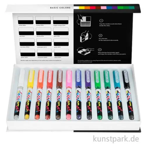 Karin Deco Brush Marker Set - 12 Farben, Basic Colors Hochwertig