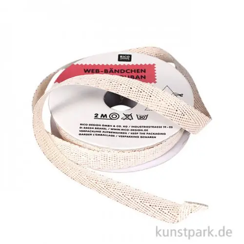 Neuheit Band - Creme mit Roségold Zacken, 2 m