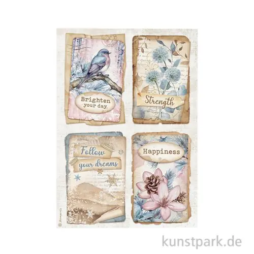 Stamperia Reispapier - Create Happiness Dewdrops 4 Cards, DIN A4 Neu Im Sortiment