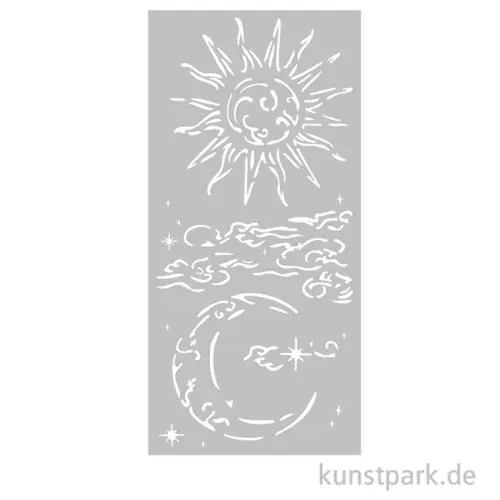 Nur Für Kurze Zeit Stamperia Schablone - Masquerade Sun and Moon, 12 x 25 cm