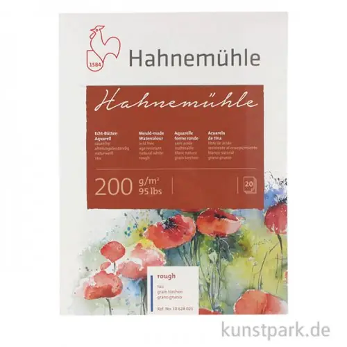 Neu Hahnemühle Echt-Bütten Aquarellblock, 20 Blatt, 200g rau