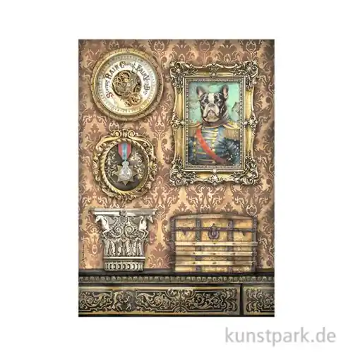 Stamperia Reispapier - Alterego Frame with Dog, DIN A4 Top-Angebot